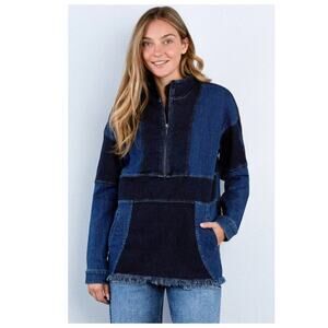 WASH LAB DENIM Popover Denim Shirt Jacket Size Small